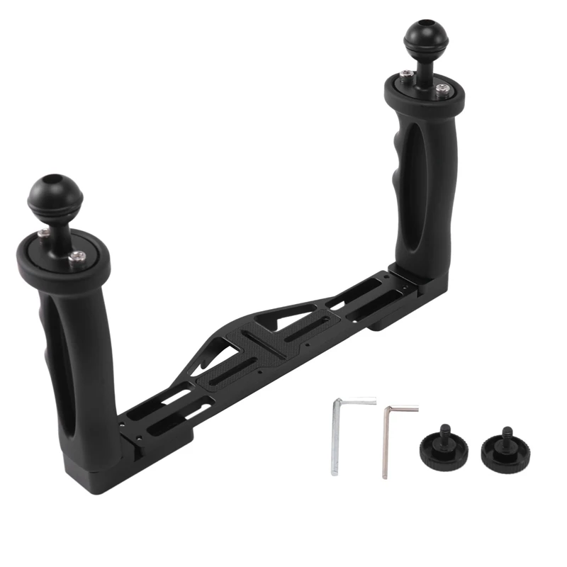 듀얼 핸드헬드 스태빌라이저 다이빙 수중 카메라 하우징 트레이, 더블 핸들, 방수 그립, 돔 포트 케이스, 2X, 신제품