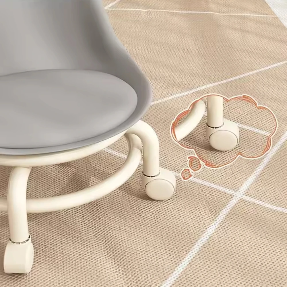 Household Backrest Pulley Low Stool Modern Simple Universal Wheel 360 Degree Rotating Versatile Waist Protection Round Stools