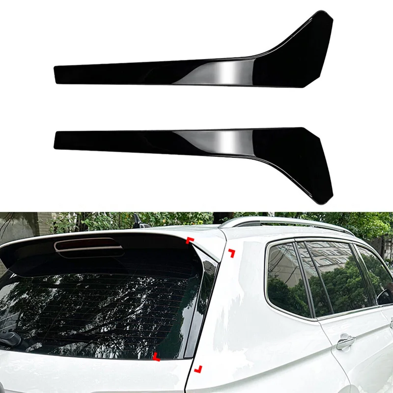 Pair Car Rear Window Side Spoiler Splitter Glossy Black Left&Right For VW Tiguan R-Line MK2 2017 2018 2019 2020 2021 2022 2023