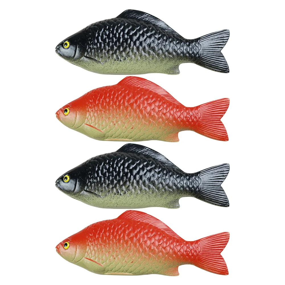 4 Pcs Simulation Crucian Carp Model Fish Tank Decoration Aquarium Decorations Turtle Toy PVC Desktop Child Stone