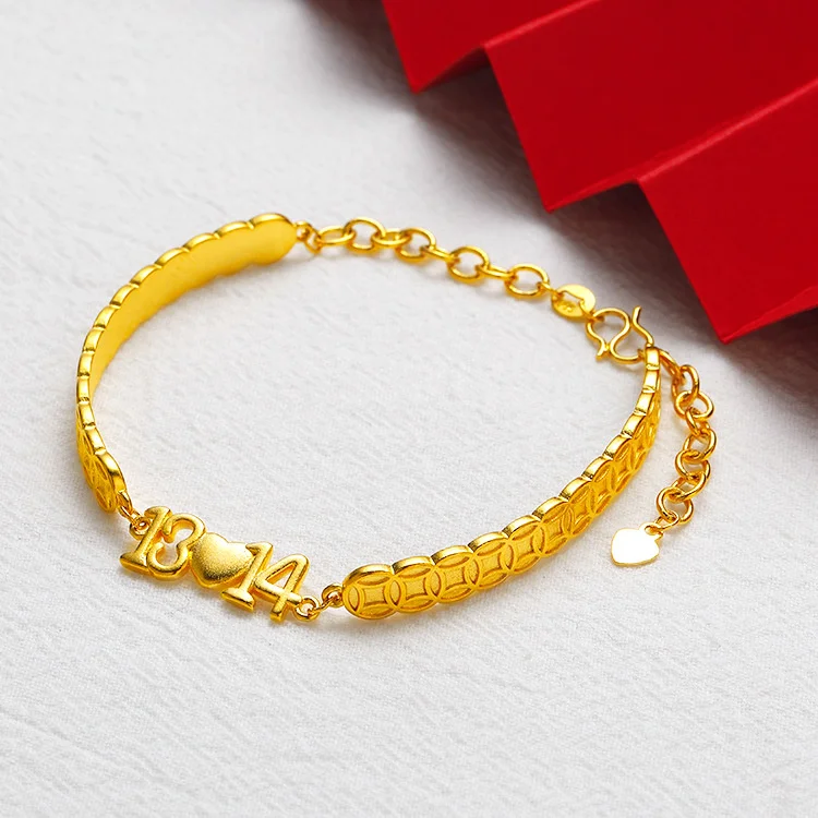 Fashion Brass Gold Plated Opening Bracelet 1314 Couple Bracelet Heart Shape Faux Gold Bracelet Jewelry Gift