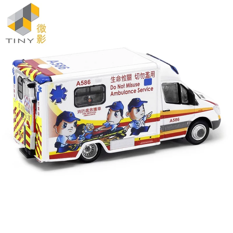 Tiny 1:76 Ben-chi Sprin-ter Ambulance NO.104 (A586) Alloy Simulation Model Car