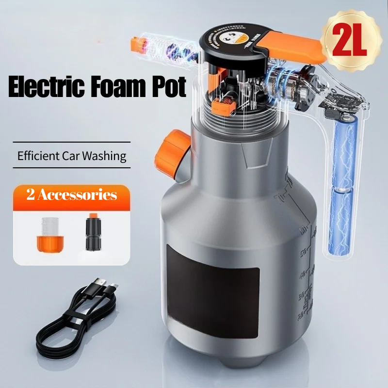 

2L Rechargeable Electric Car Wash Foam Sprayer - High Pressure Snow Foam Automatic Washer for Household Car Cleaning