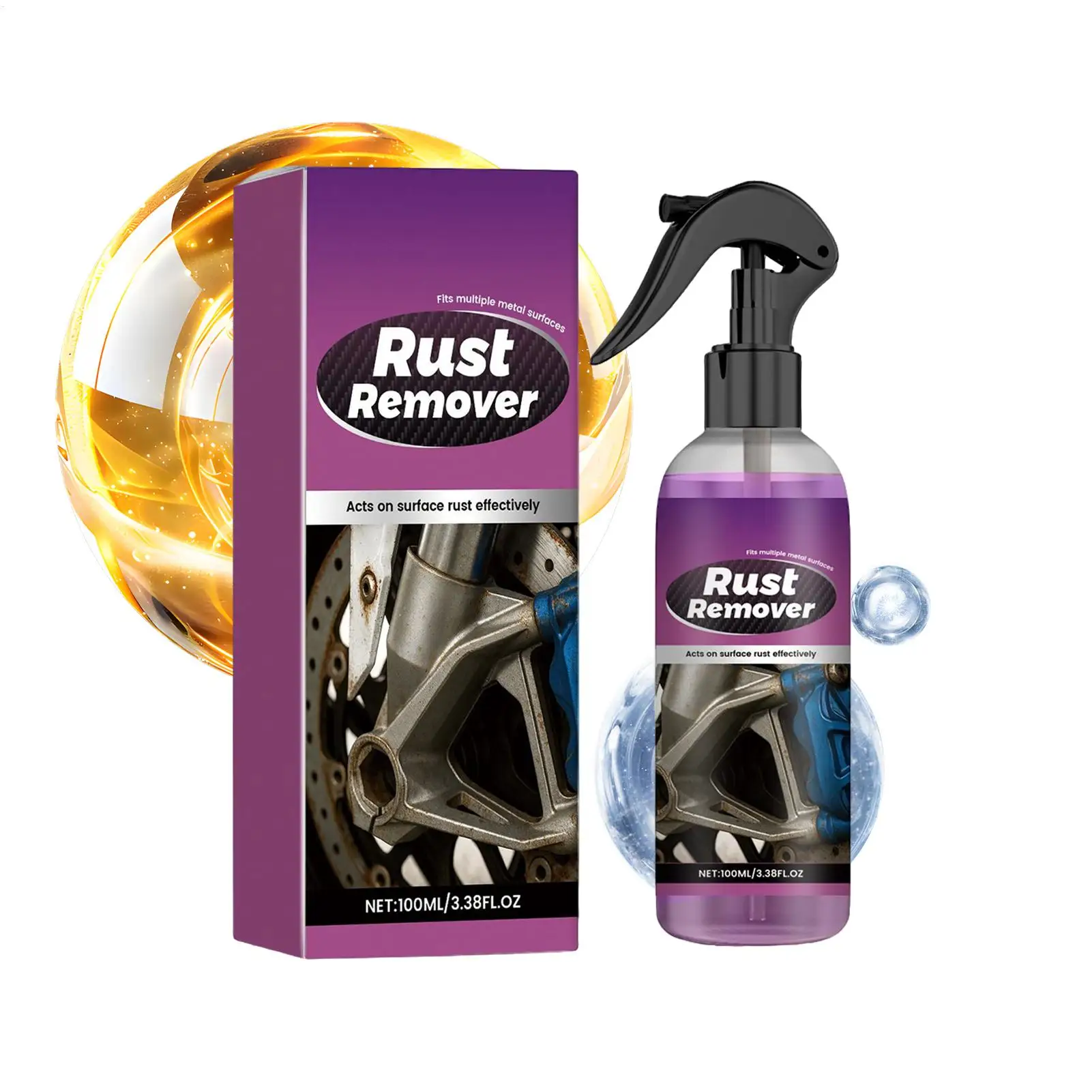 100ml Car Rust Remover Spray Safe for Auto Paint Metal Surface Rust Removal for Chassis Wheels Tools Prevents Rust Spray