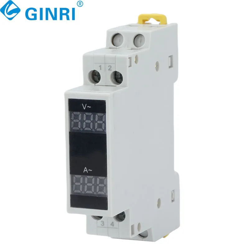 3PCS Voltmeter Ammeter Mini Modular Satu Fasa untuk Rel Din dengan Indikator LED Digital AC 80-500V 220V 380V 100A Pengukur Daya