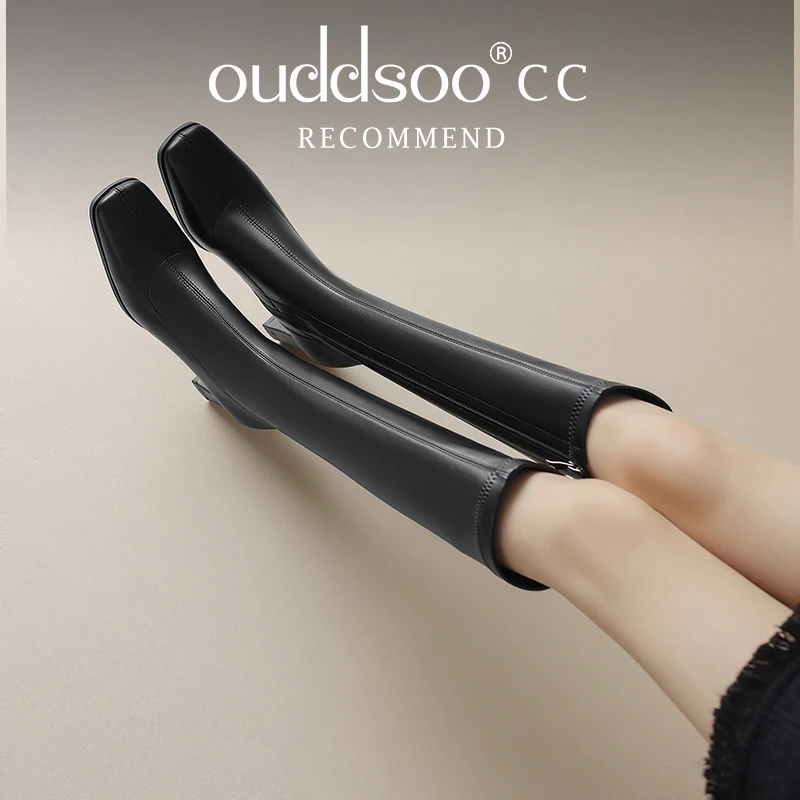 Ods Pointed Toe Women High Boots Fashion Side Zippers Long Booties Ladies Elegant Party High Heel Shoes Winter Women\'s Footwear