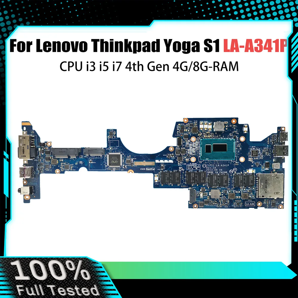 

ZIPS1 LA-A341P Mainboard For Lenovo Thinkpad Yoga S1 Laptop Motherboard With CPU i3 i5 i7 4th Gen 4GB/8GB RAM 00HW078 00HT164