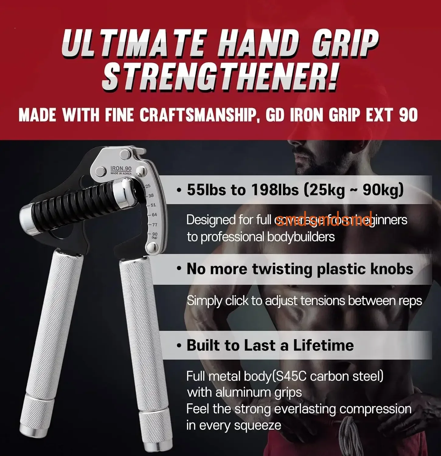 IRON GRIP Grip Strength Trainer Verstelbare handgrijper Versterker Handgreep Exerciser Polsversterkers Stil en duurzaam