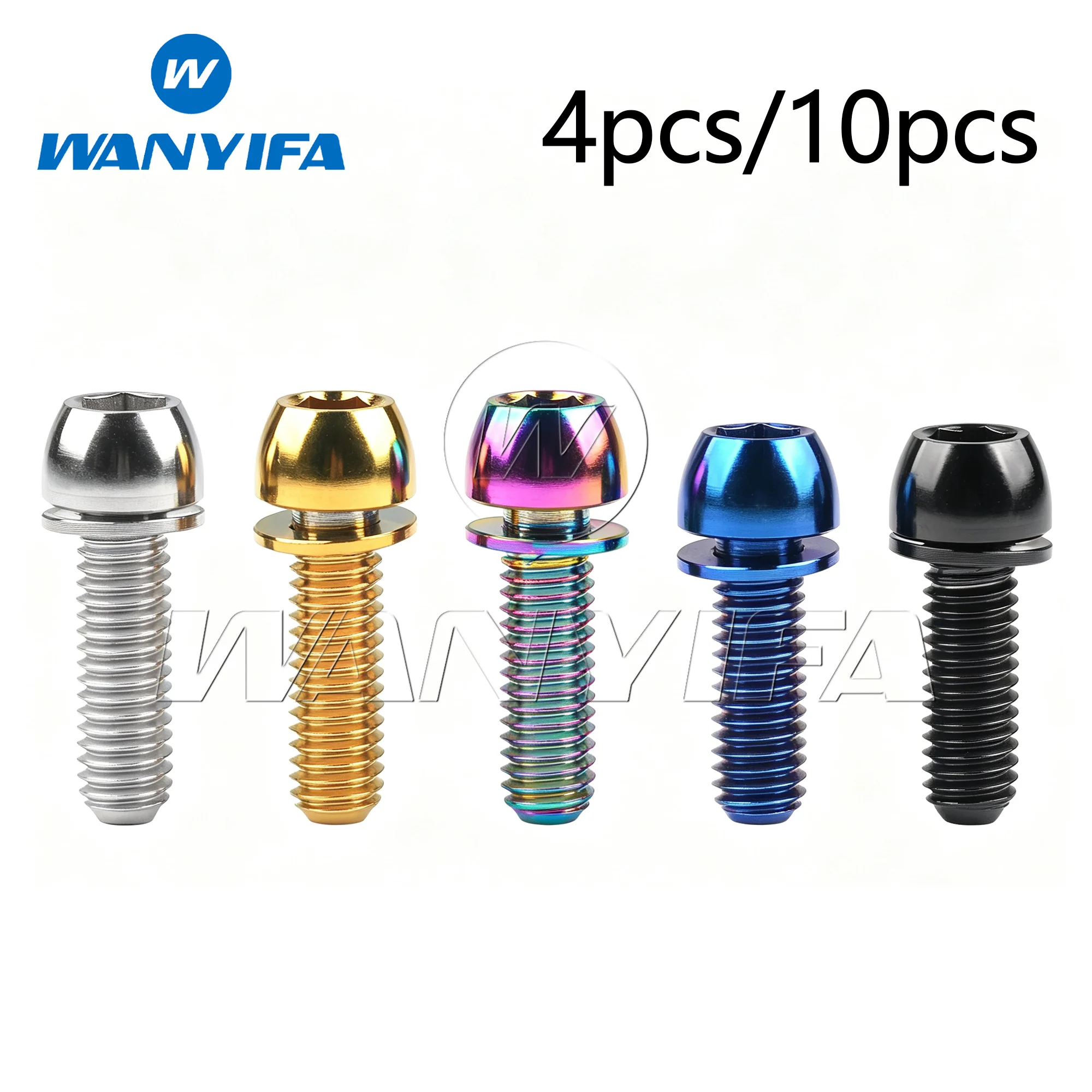 Wanyifa 4/10pcs Titanium Ti Bolt M6x18/20mm with Washer Allen Key Head Screws for Bicycle Brake