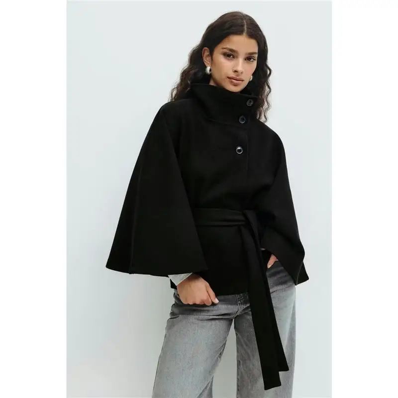 

Loose Cowl Ne Jaet Women's Spring Autumn Faion Small Batch Design oulder Length Outerwear Casual Sli Coat