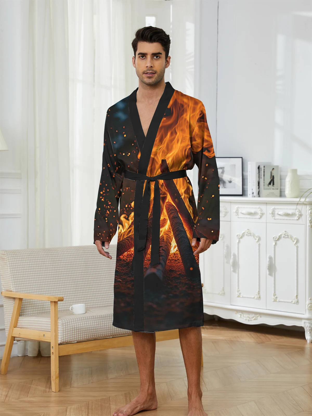 1pcs Men's Robes 2026 Spring/Summer Sleepwear Breathable Graphic Bathrobe 3D Printed dressing gown Funny pajamas robe
