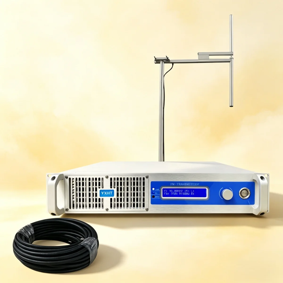 

HQ- Complete Broadcast Ensemble YXHT-1, 1.5KW(1500W) FM Transmitter With Omni Antenna And Extension Cord For Church & Parking Lo