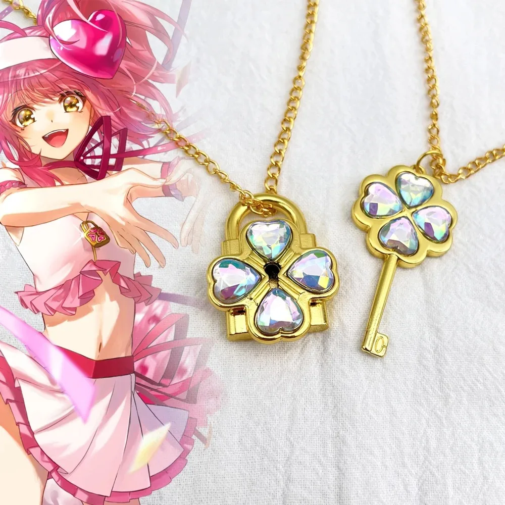 Anime Hinamori Amu Pendant Necklace Cosplay Dumpty Key Humpty Lock Metal Necklace Weapon Prop Girl Jewelry Accessories Gift