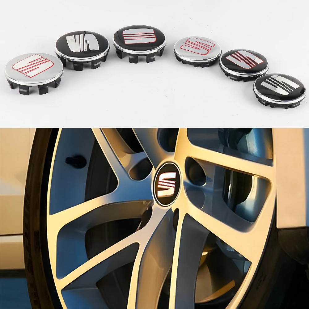 4 Peças 55/56/63mm Adesivos de Emblema Central para Calota de Roda de Carro para Seat Cupra Ateca Leon 6f 6j FR Mk2 Mk3 5f 1p Ibiza Exeo