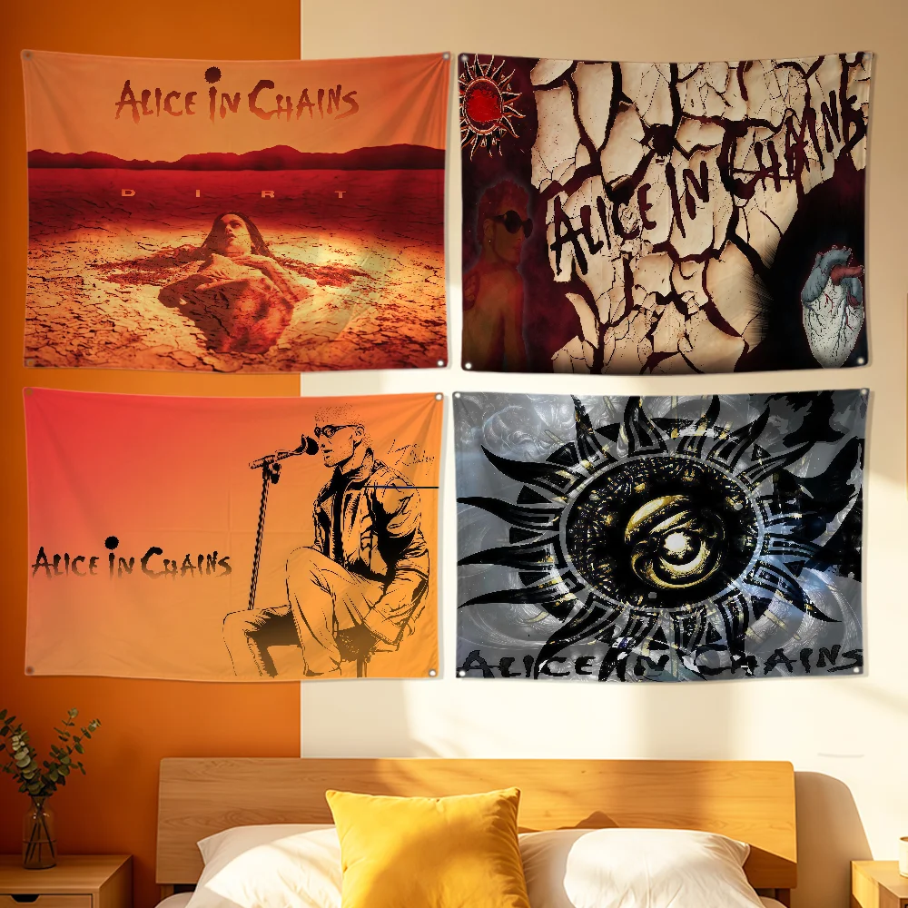 Rock Band Alice In Chains Flag Polyester Printing Banner For Bedroom Living Bar Garden Garage Wall Art Out Door Decoration Gifts