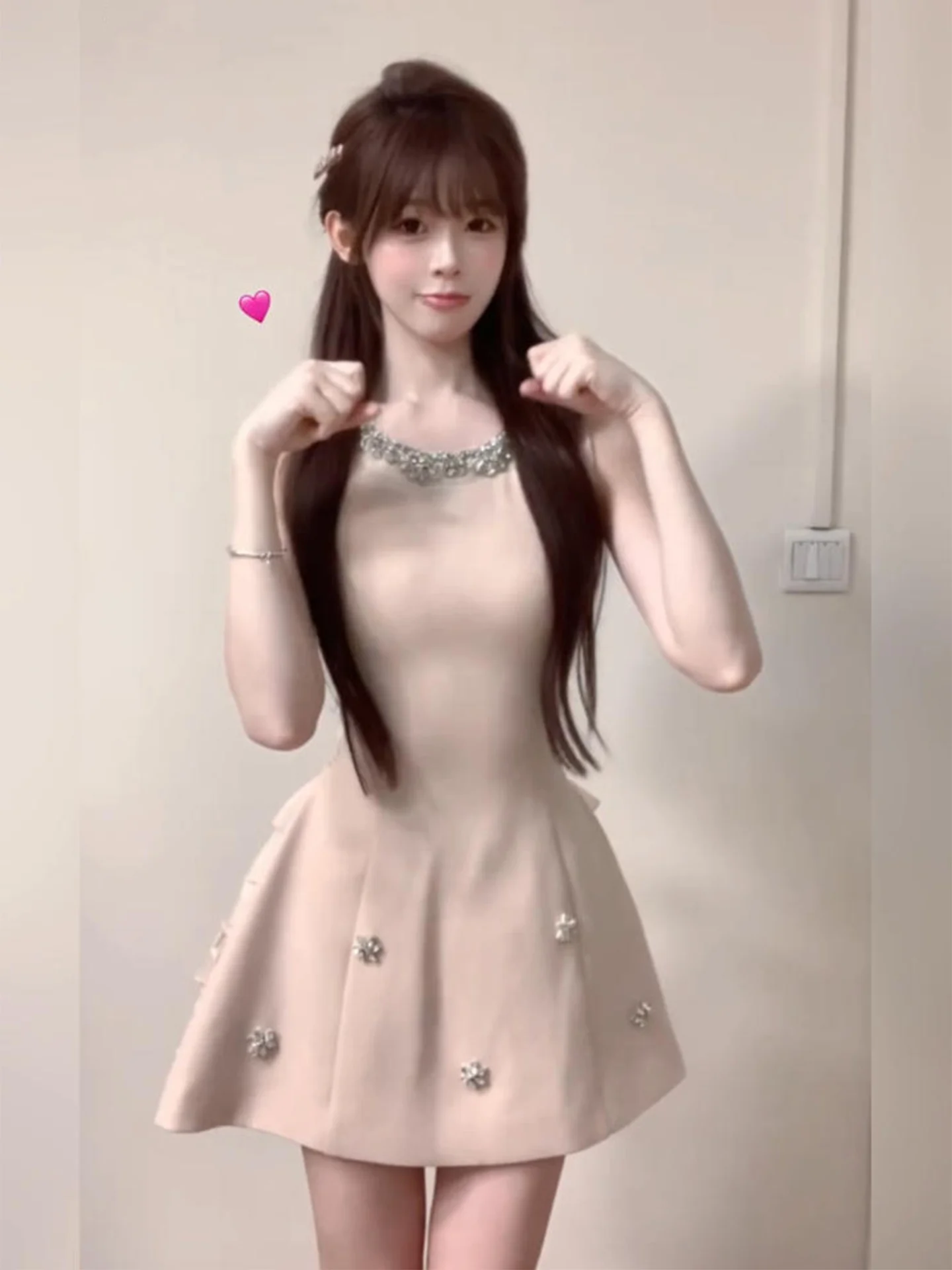 

XZY Elegant Knot Dress Women's Slim Fit Short Skirt High Waist Diamond Embellished Summer Dress for Date