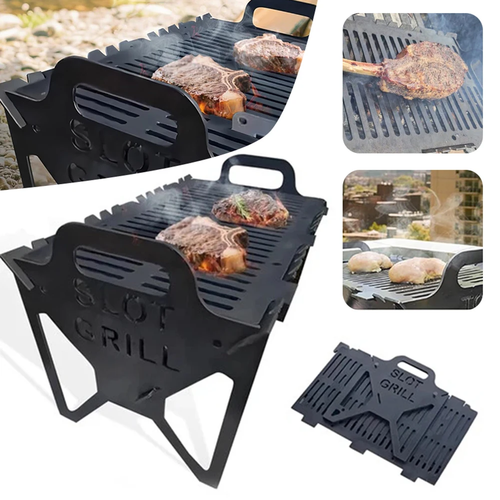 

Portable Collapsible BBQ Grill Thickened Metal Tool-Free Installation Quick Assembly Backyard Gathering For Camping Picnics