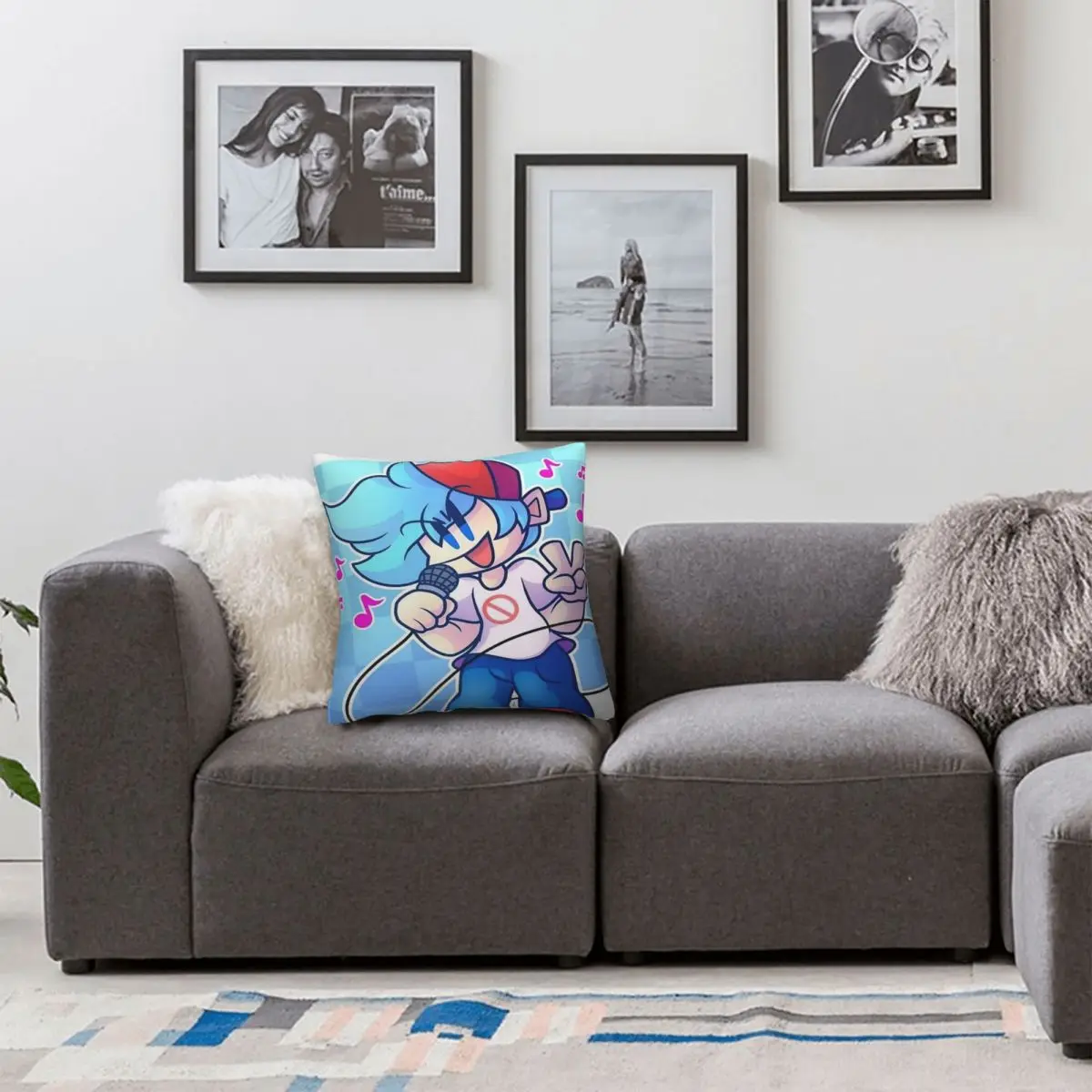 Boyfriend FNF Friday Night Funkin Game Square Pillowcase Pillow Cover Cushion Zip Decorative Comfort Throw Pillow for Home Sofa