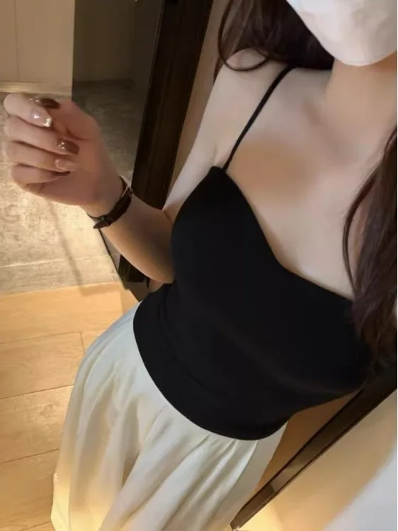 Sexy Girl Summer Spring Camisole Tank Top Inner Wear Beautiful Bra Integrated Chest Pad High-End Feeling Breathable Cotton Vest