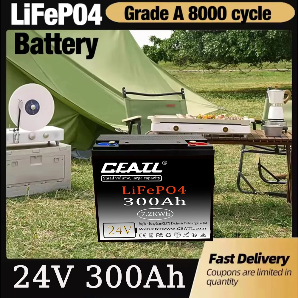 24V Super capacity 32700 LiFePO4 Lithium Battery Built-in BMS 10000+ Cycles Deep Cycle Battery For Solar System Boat RV Free Tax