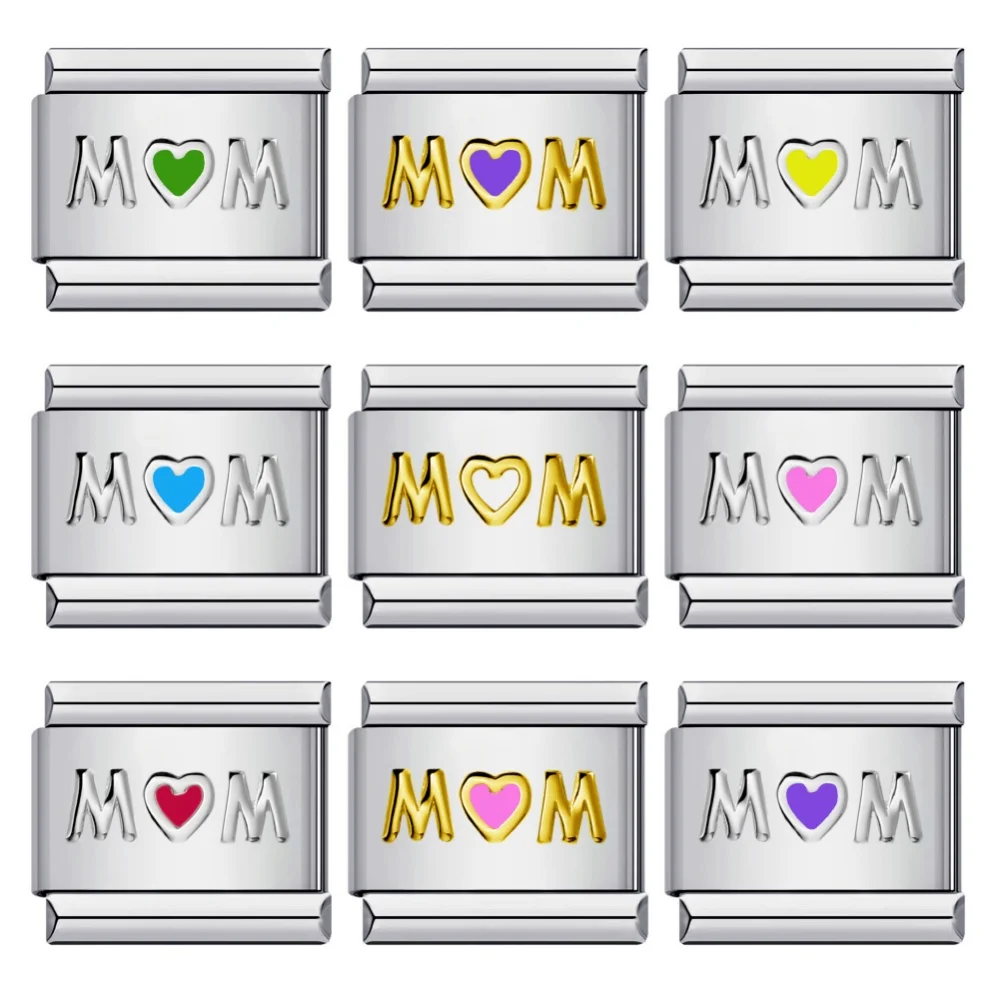 New Trendy Gifts Love Mom Classic Charm Hand Chain Italian Link Fit 9mm Bracelet Stainless Steel Send Goddess Jewelry DIY Making
