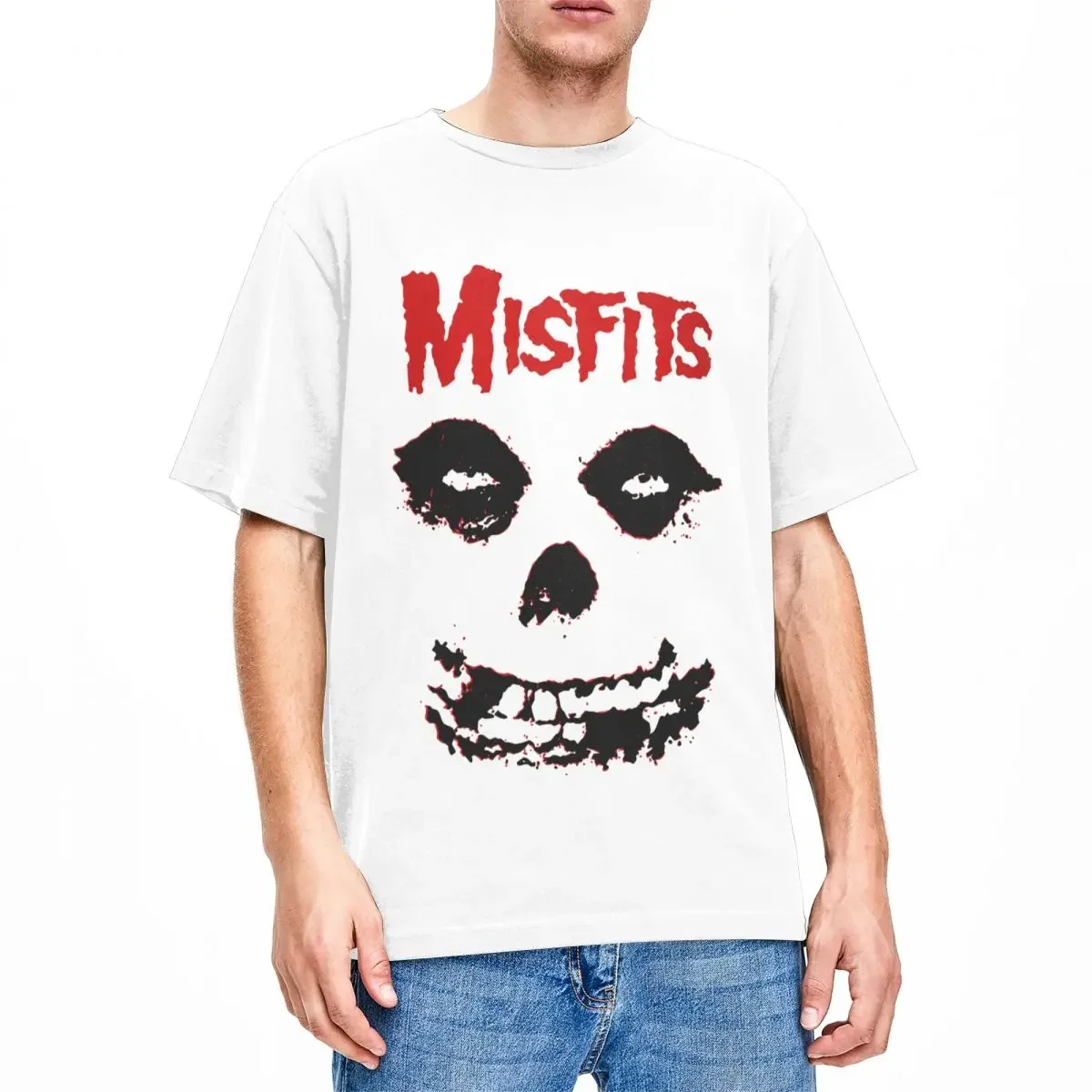 

Футболки Misfits мужские с изображением черепа, винтажные хлопковые футболки с круглым вырезом, женская одежда