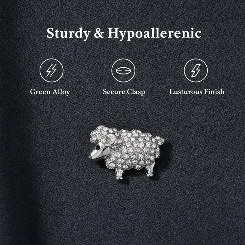 1 Pcs Vintage Pearl Goat Lamb Brooch Eco-friendly Alloy Sheep Animal Pin for Women Men Wedding Christmas Gift Clothing Decor