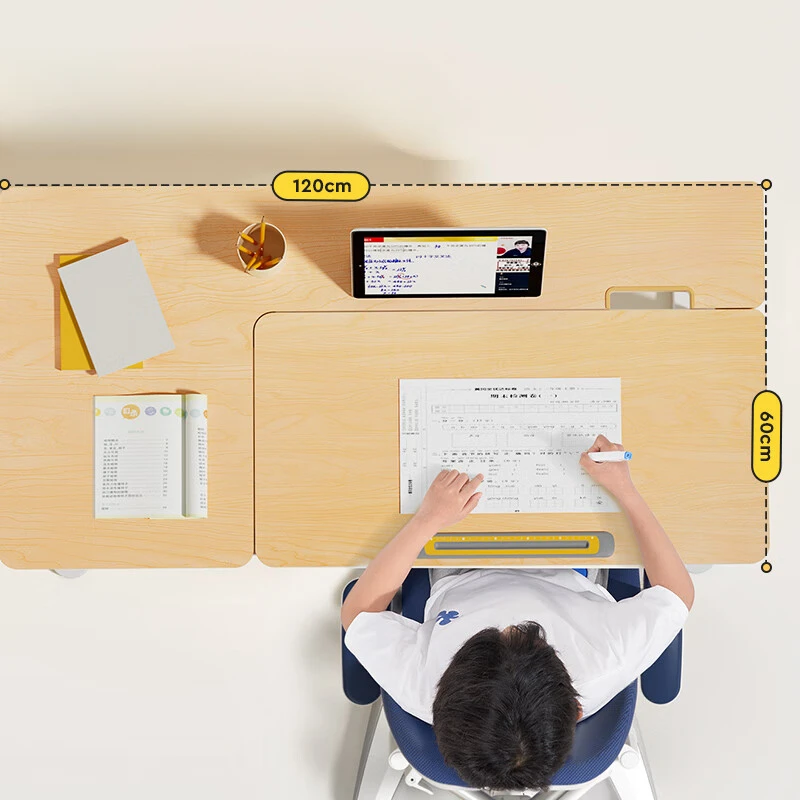 Children's study desk primary school students write desks and chairs home desk teenagers can lift solid wood suit.