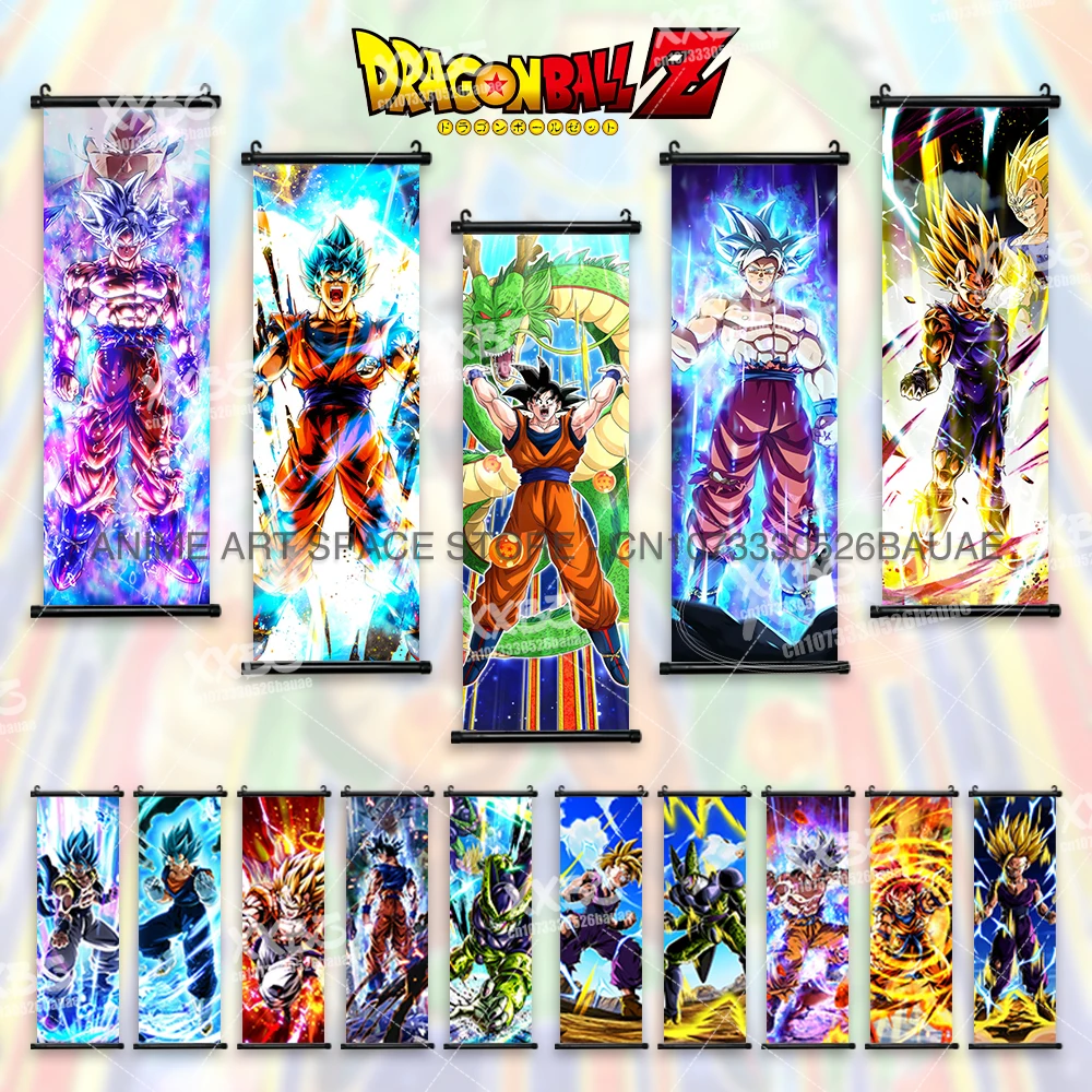 

Dragon Ball Z Hanging Paintings Room Decorative Poster Hot Blooded Anime Saiyan Scrolls Picture Gotenks Vegeta Cartoon Wall Art