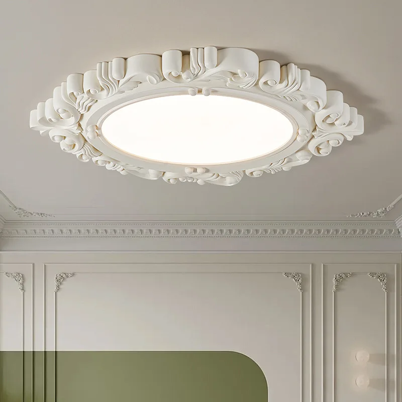 French Minimalist Resin Acrylic Ceiling Lights Court Style Eye Protection Kitchen Cafe Restaurant High-end Carved Ceiling Lamps
