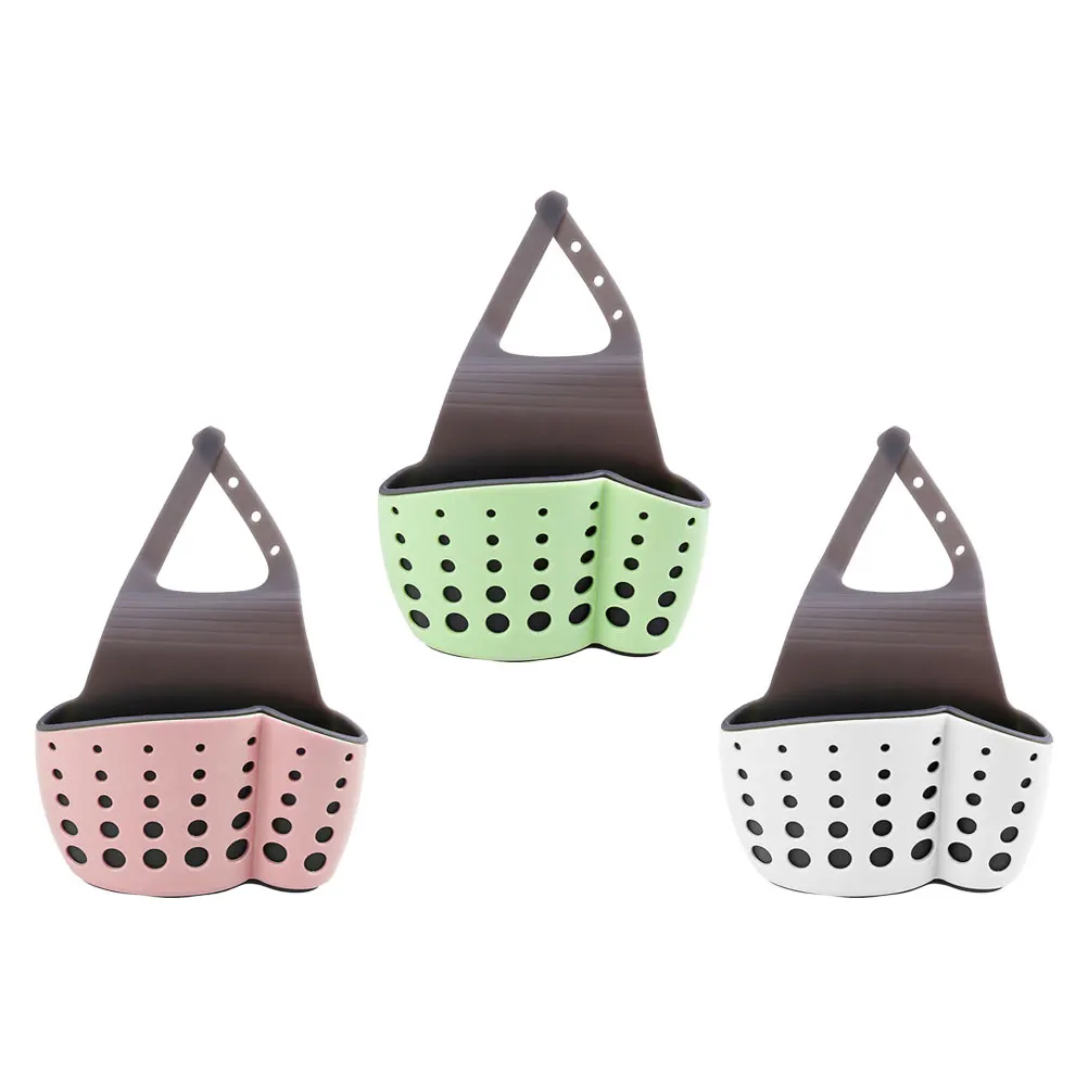 

3pcs Water Sink Hanging Storage Basket Dual-Layer Kitchen Sink Drain Organizer For Sponge Soap Washcloth Cleaning Balls Kitchen