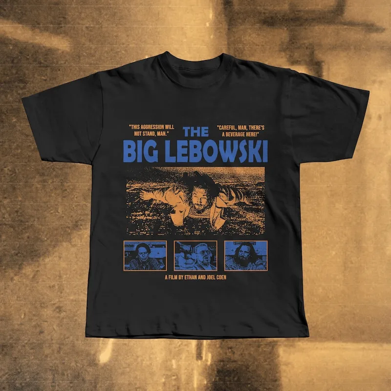 The Big Lebowski T-Shirt, The Dude Walter Donny Coen Brothers Tee, Abide 1998