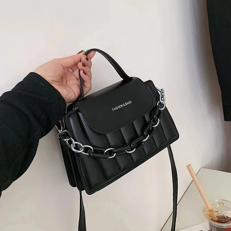 Luxury Chains Crossboday Bag for Women PU Leather Shoulder Messenger Bags New Casual Top-handle Bag Brands Handbags sac