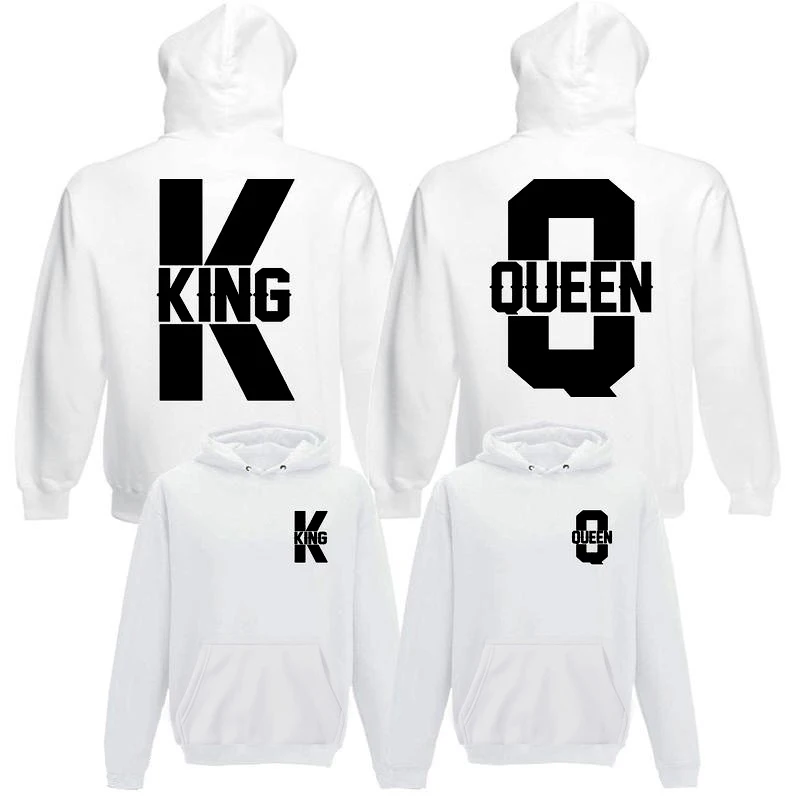 2024 New King and Queen Couple Outfit Hoodies on Autumn Winter Men's Casual Wear Long-sleeved Hooded Pullover Tops