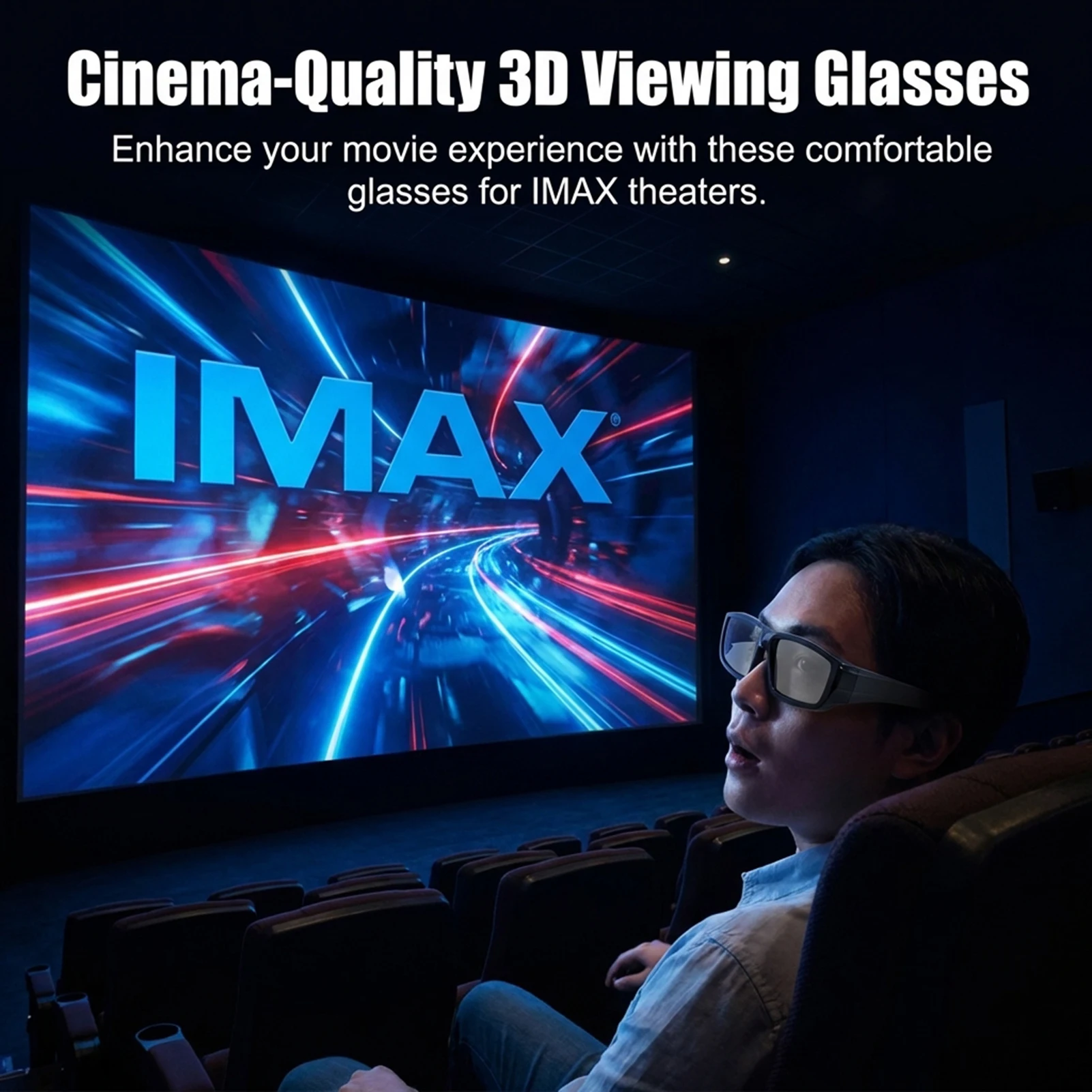 3D Glasses Polarized Flash-Free Lens for IMAX Cinema Theater Professional Circular Polarized Movie Eyewear Durable Lightweight
