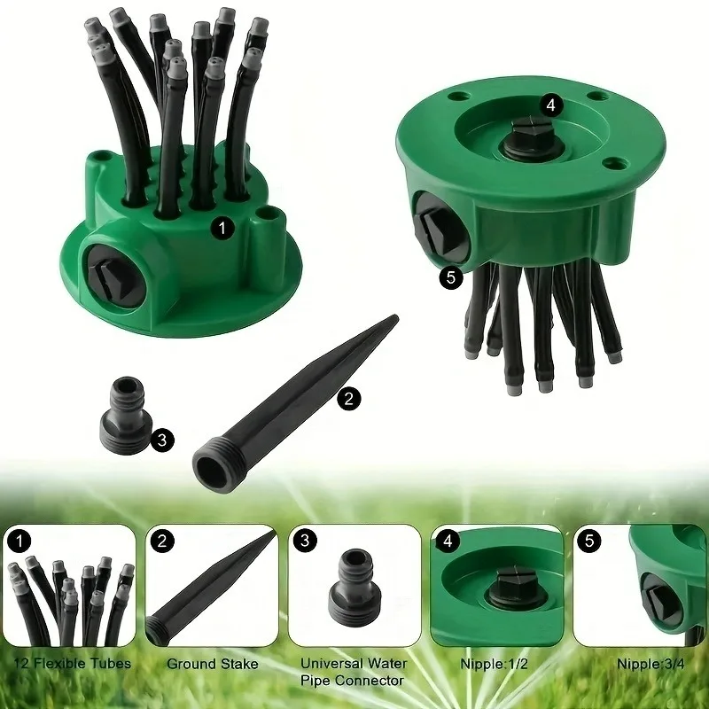 For 360 Degree Automatic Garden Sprinklers Watering Grass Lawn Rotary Nozzle Rotating Water Sprinkler System Garden Supplies Spr view 5
