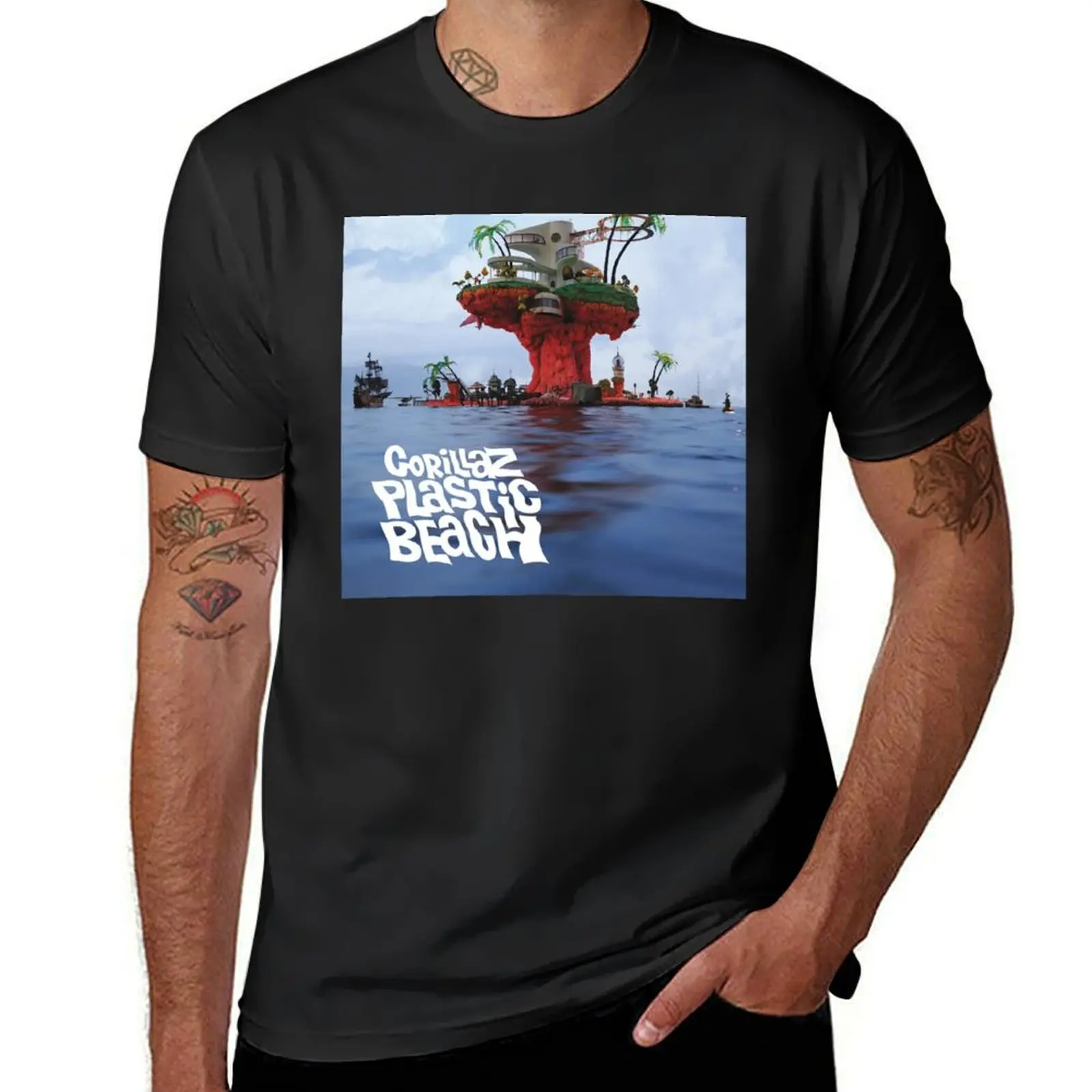 

D-Sides Demon Days Cracker Island Plastic Beach T-Shirt graphics funnys quick drying sublime t shirts for men graphic