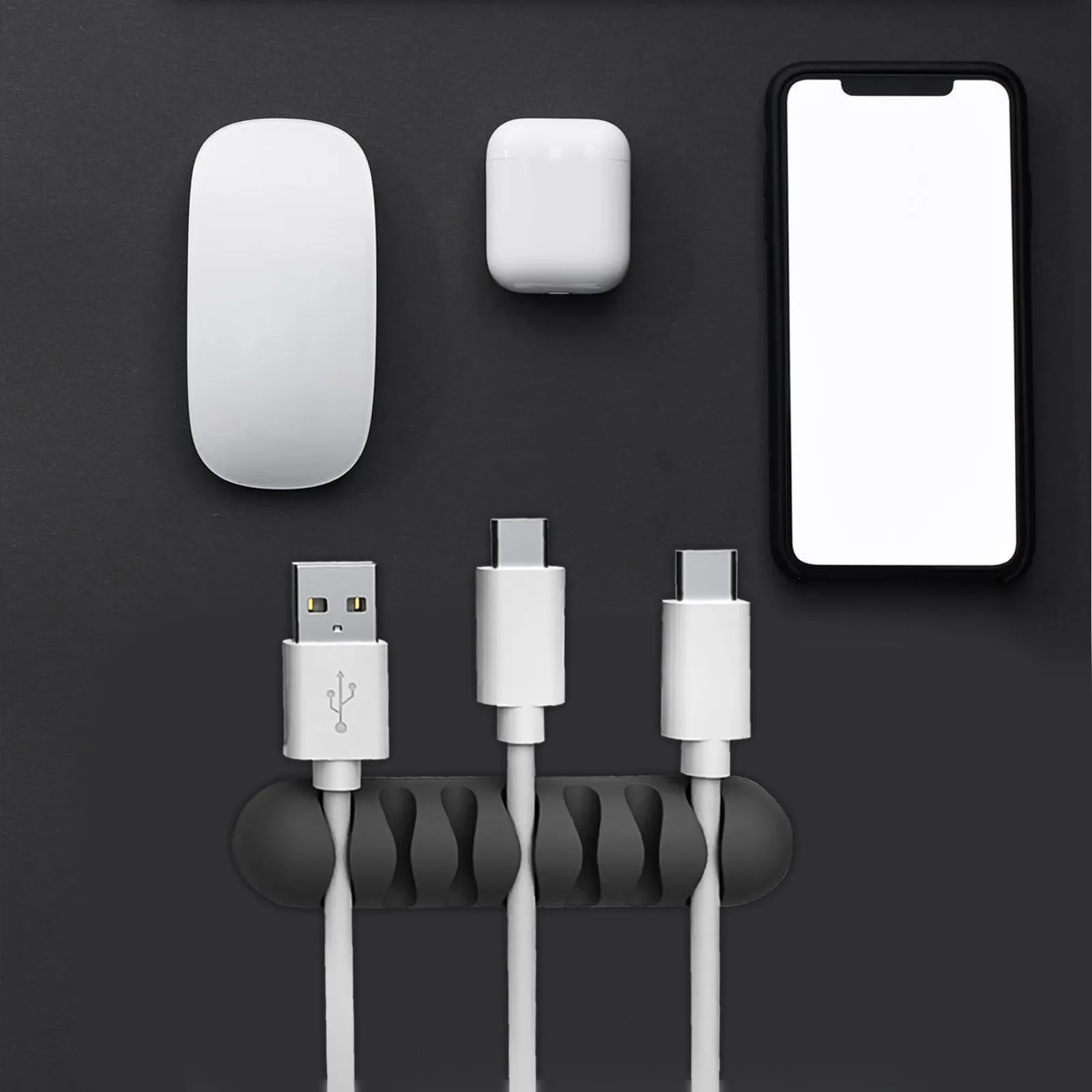 4Pcs Small Size Cable Management Holder Exquisite Workmanship Adhesive Desktop Cord Organizer for USB Charging Cables