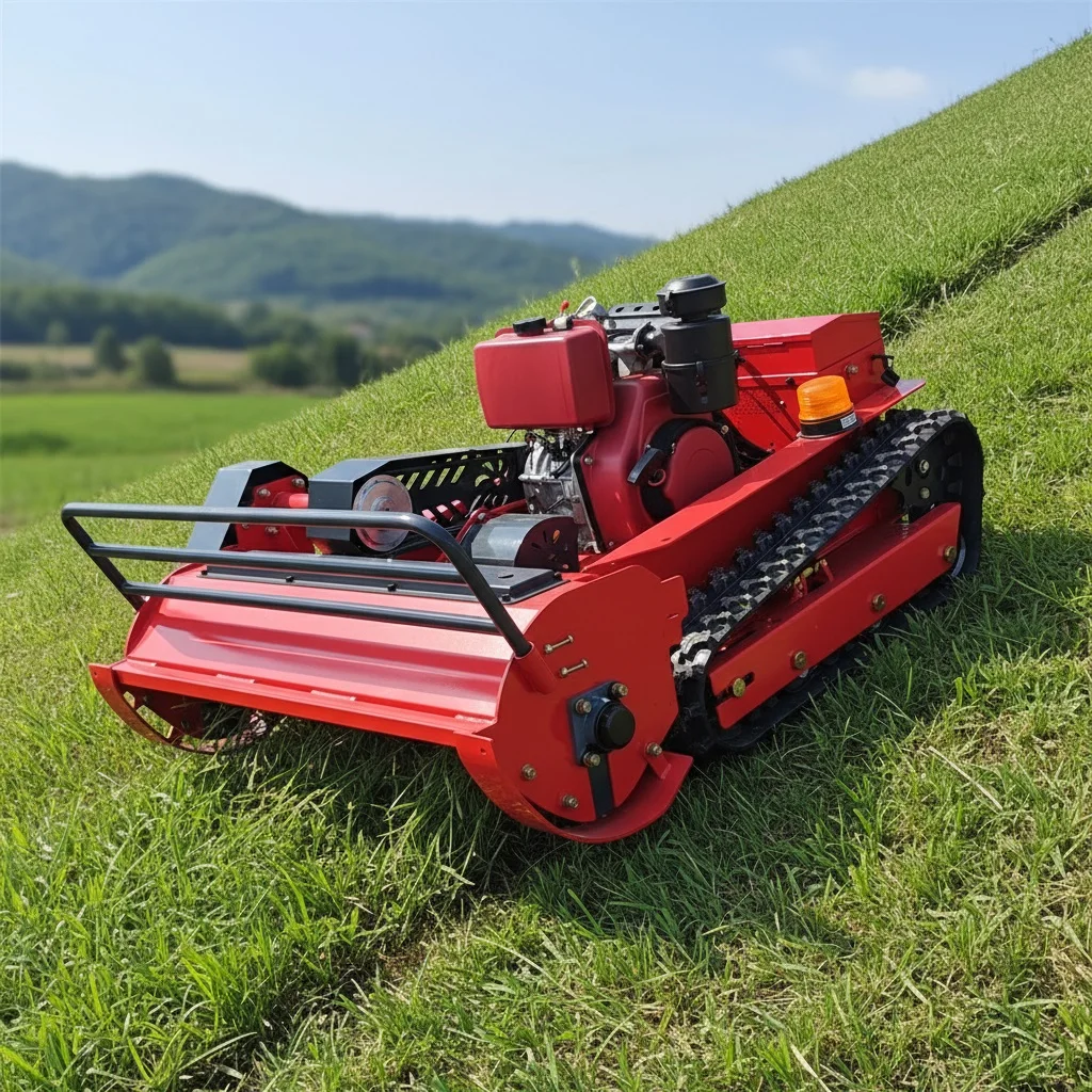 

Мощный дизельный двигатель, малогабаритный робот-косилка, ширина скашивания 80 см, гусеничная газонокосилка с дистанционным управлением, роторная косилка