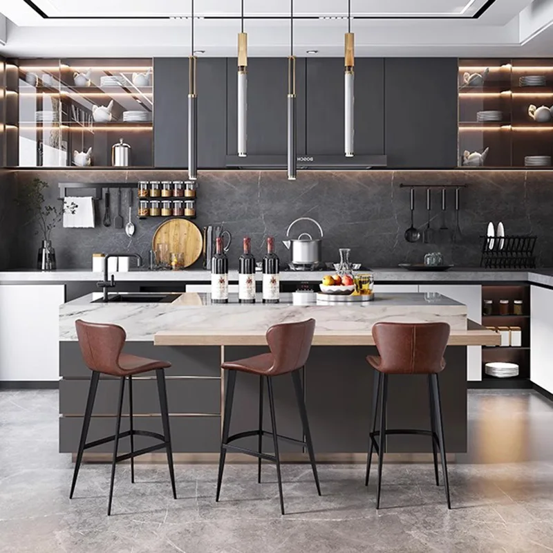الشمال المطبخ بار البراز تصميم مطعم مع كراسي بار عالية الظهر الحديثة الجمالية الاسترخاء تشيس دي بار الأثاث العصري