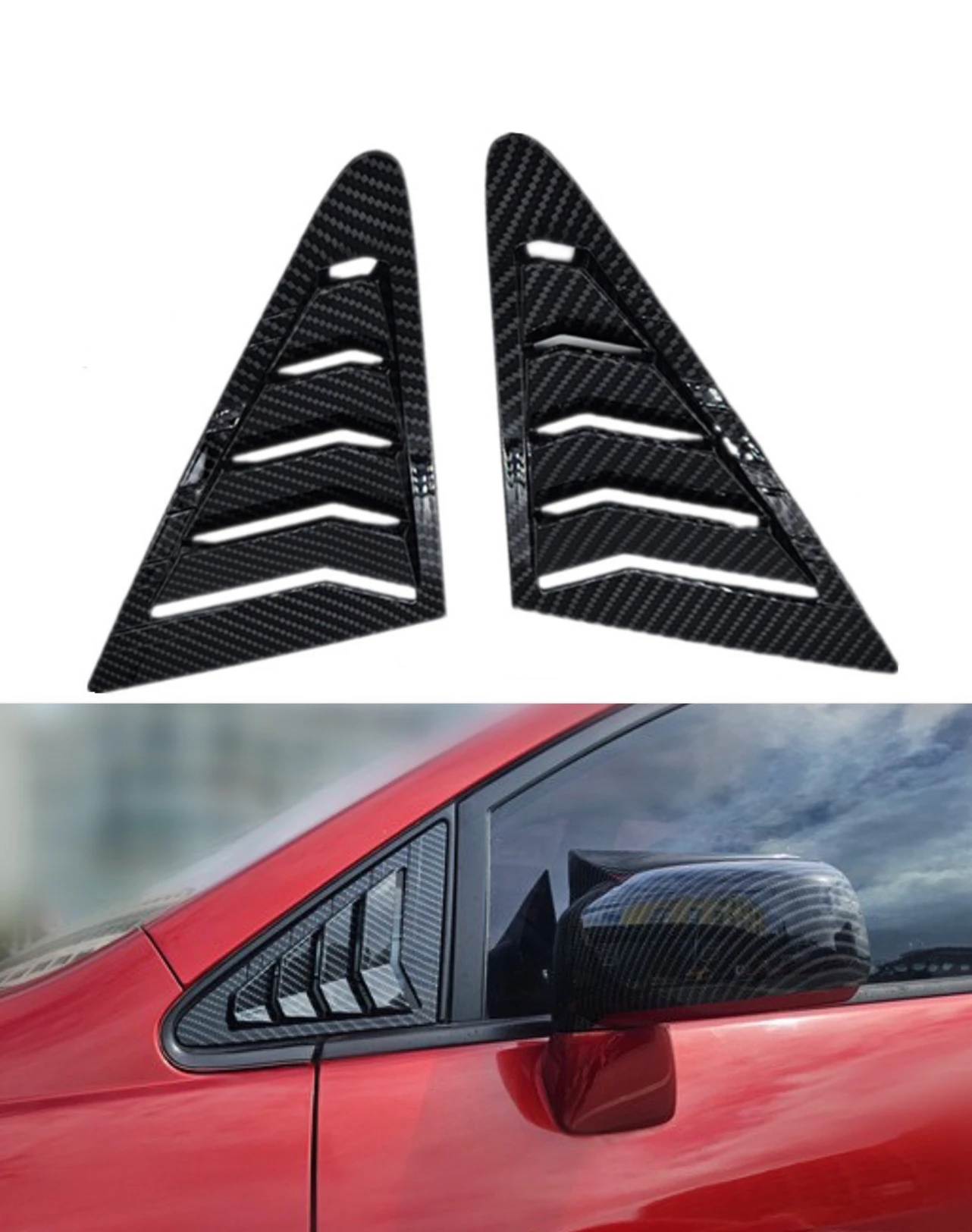 

For Nissan Tiida Hatchback 2005-2010 Carbon Car Front Triangle Window Louver Side Shutter Blind Shades Cover Trim Sticker Vent