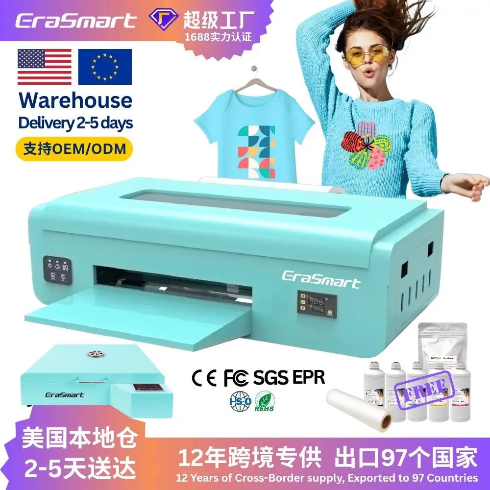 

EraSmart трансграничная машина для теплопередачи A3 с белыми чернилами, 30 см, свитер с короткими рукавами, цифровая печатная машина dtf, теплопередача pr