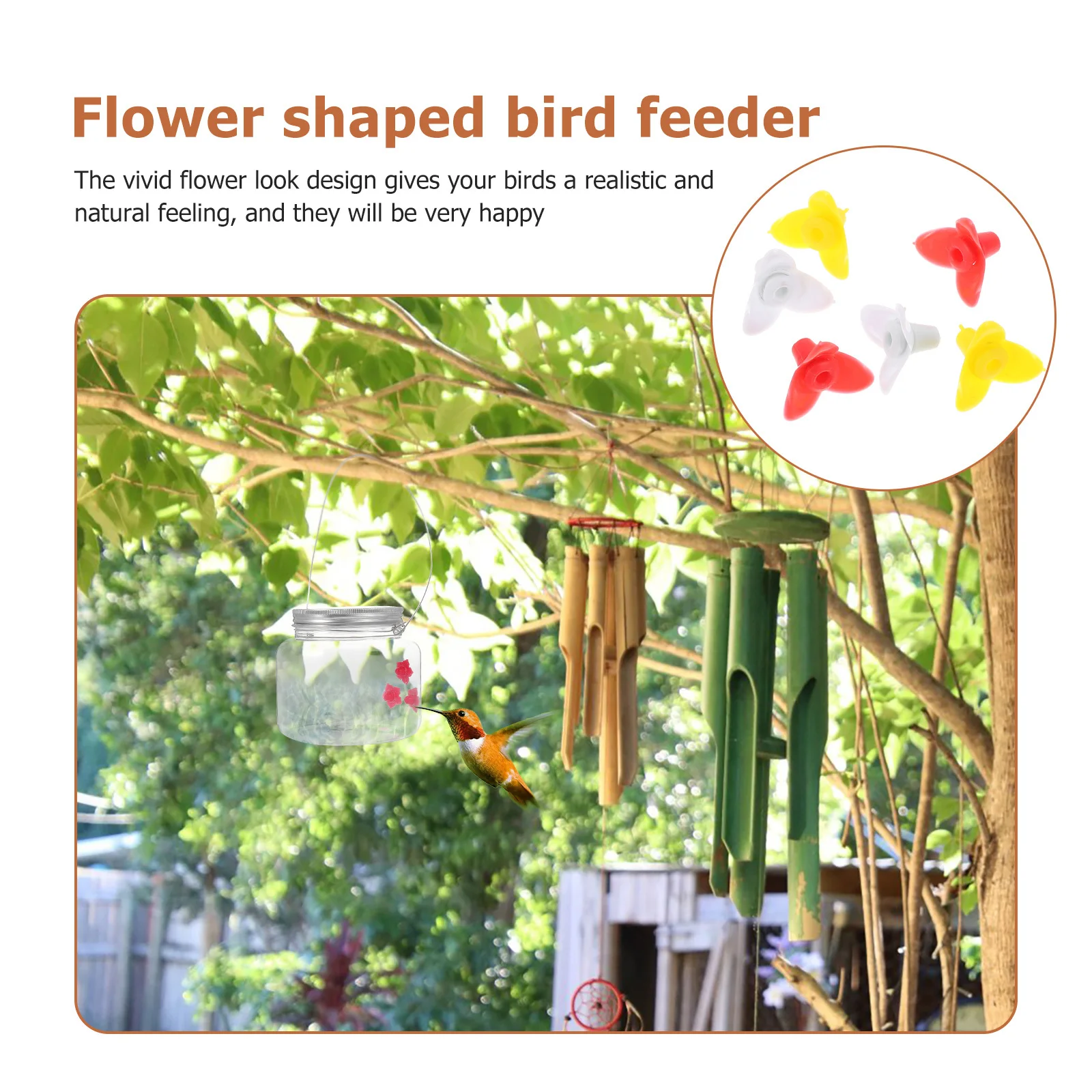 

15Pcs Fake Flower Bird Feeder Realistic Design Plastic Feeding Supply for Birds Garden Decoration Mixed Color Bird Feeder