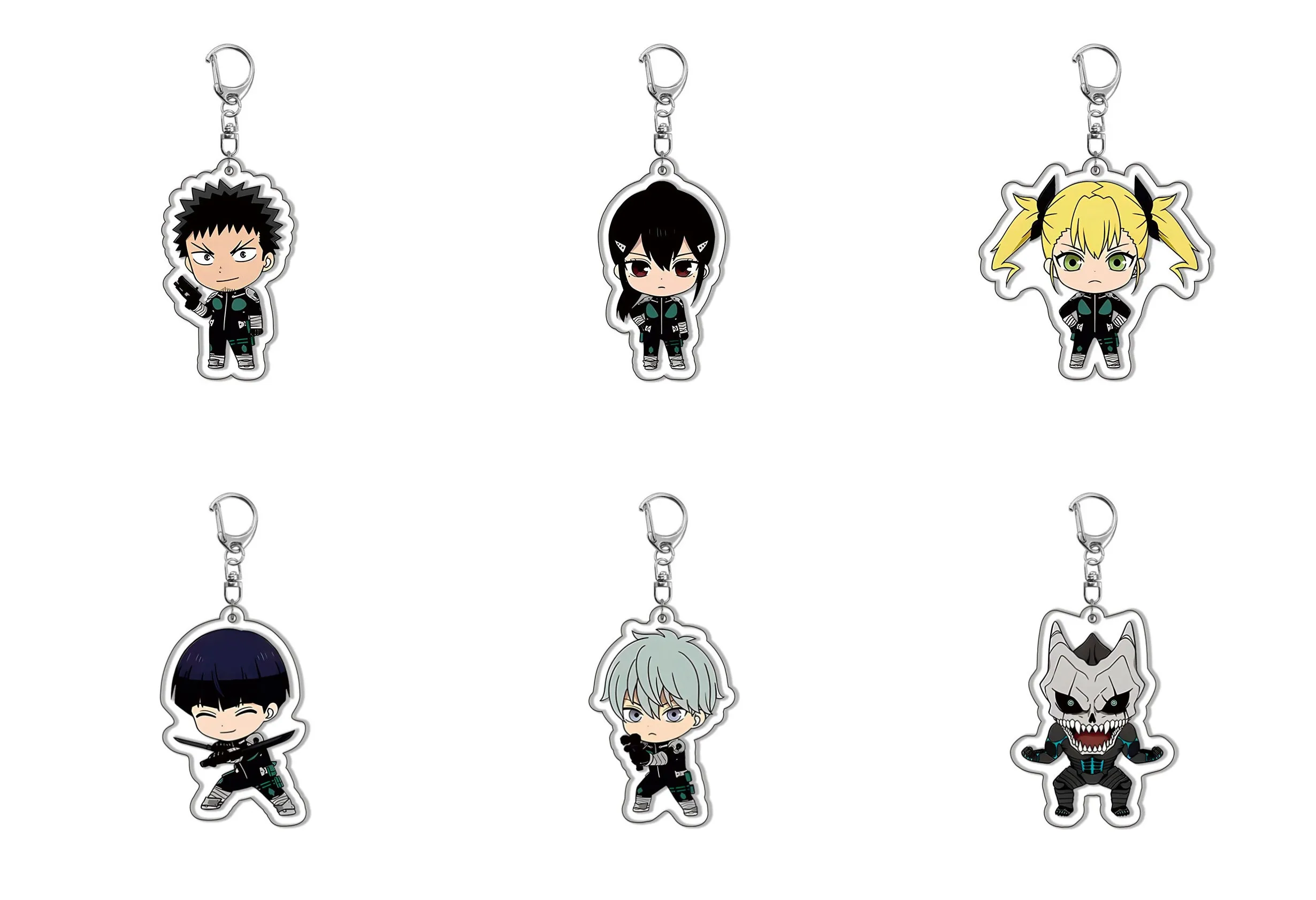 6 Pcs The TV Animation Kaiju No8 Monster 8 Anime Keychain For Kafka Hibino Reno Ichikawa Kikoru Shinomiya