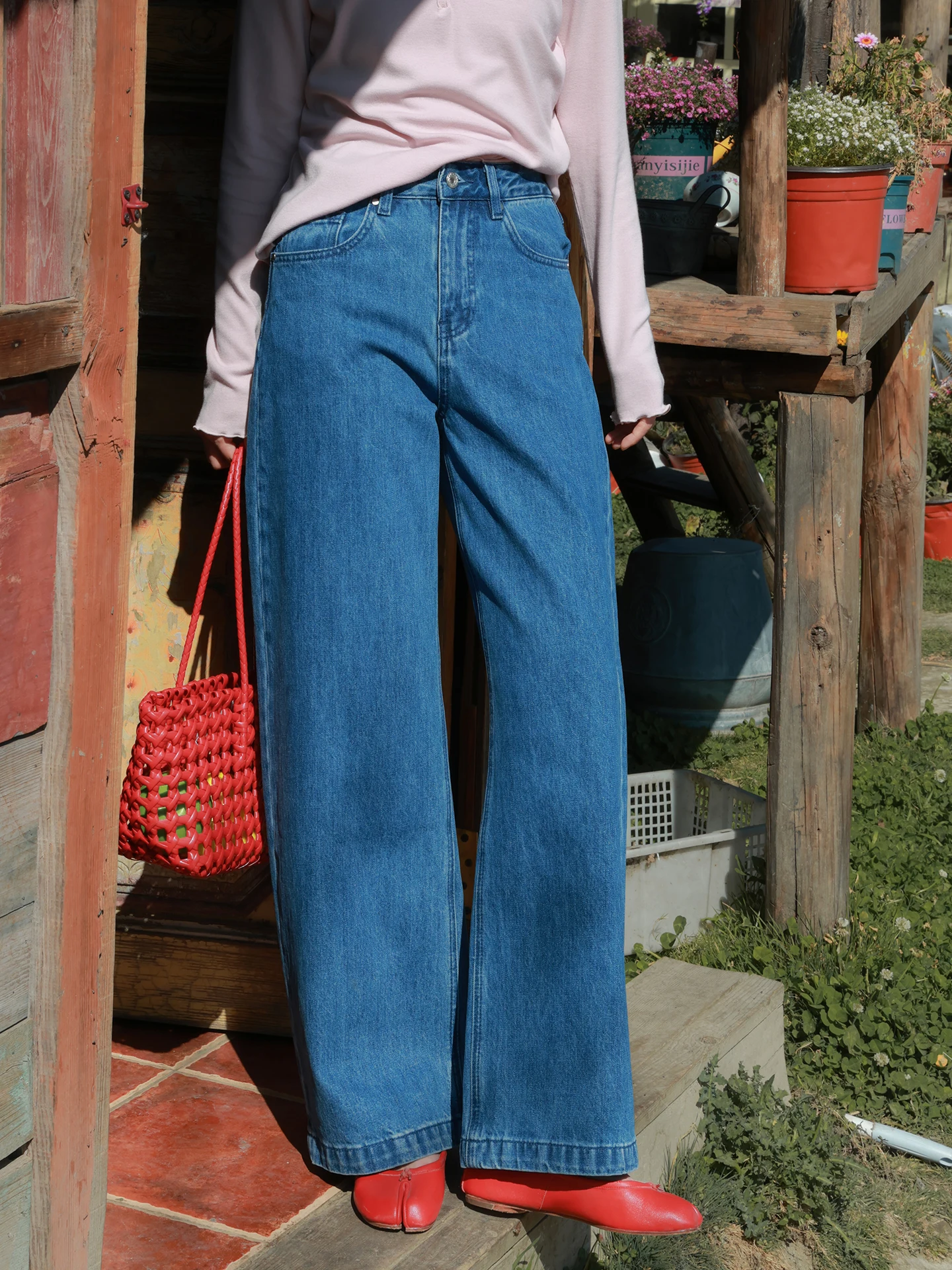 

High Waist Loose Fit Women's Jeans Spring New Sle Dwind2026 Cotton Casual Long Pants Knife Design Slimming Effect