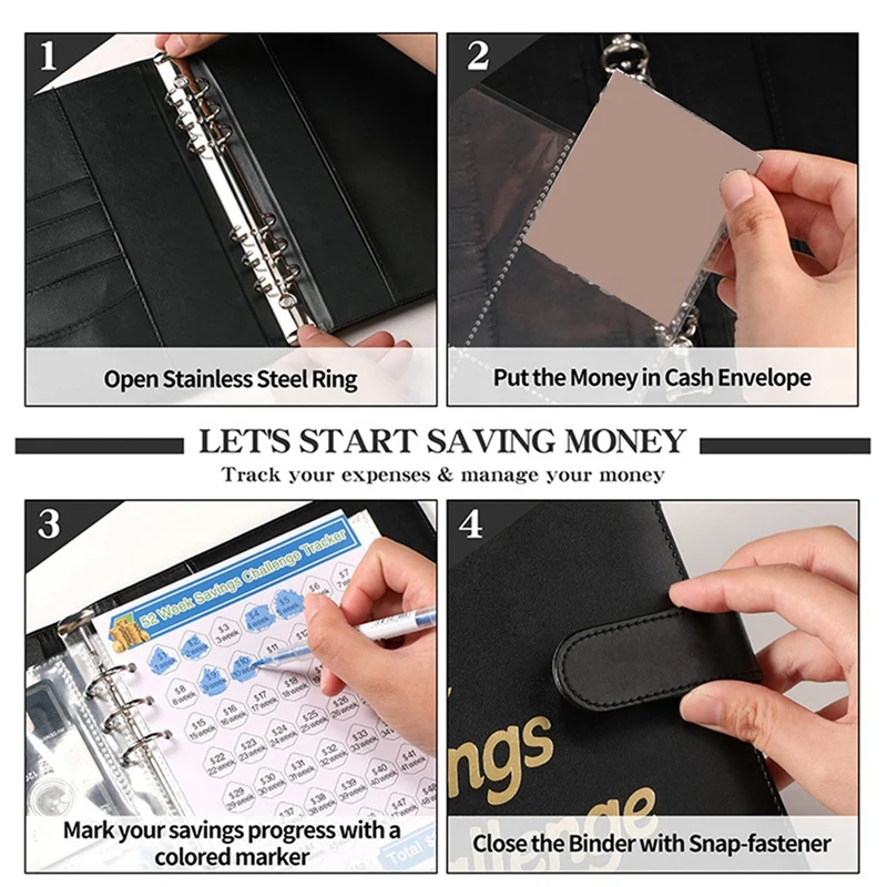 52 Week Money Saving Challenge Binder,Money Saving Binder With Savings Challenges Book And Cash Envelopes
