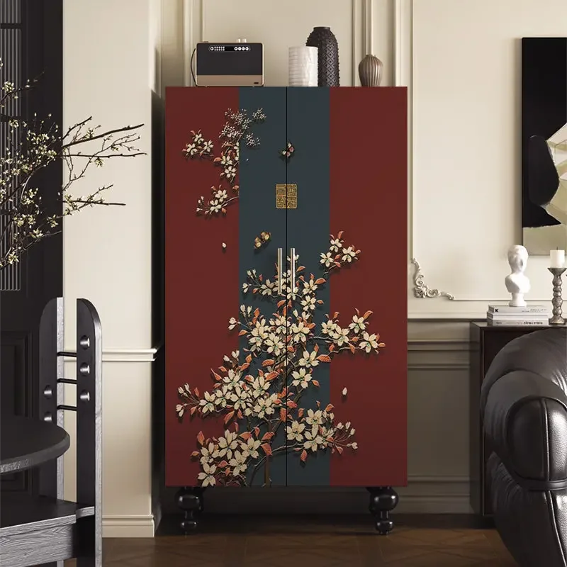 Small apartment Chinese solid wood wardrobe cloakroom simple installation-free corner locker space-saving multi-layer storage