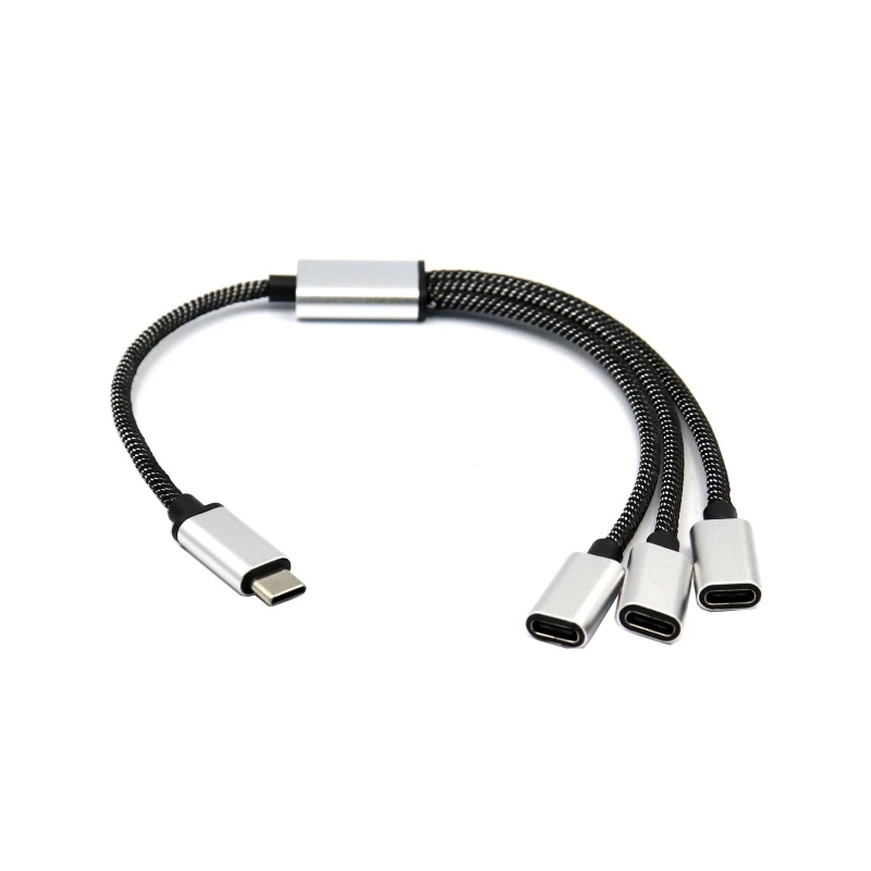 USB C Male to 3 USB C Female Cable Adapter Headphone Type C Charging Adapter 480Mbps Data Transmission 30cm/11.81in