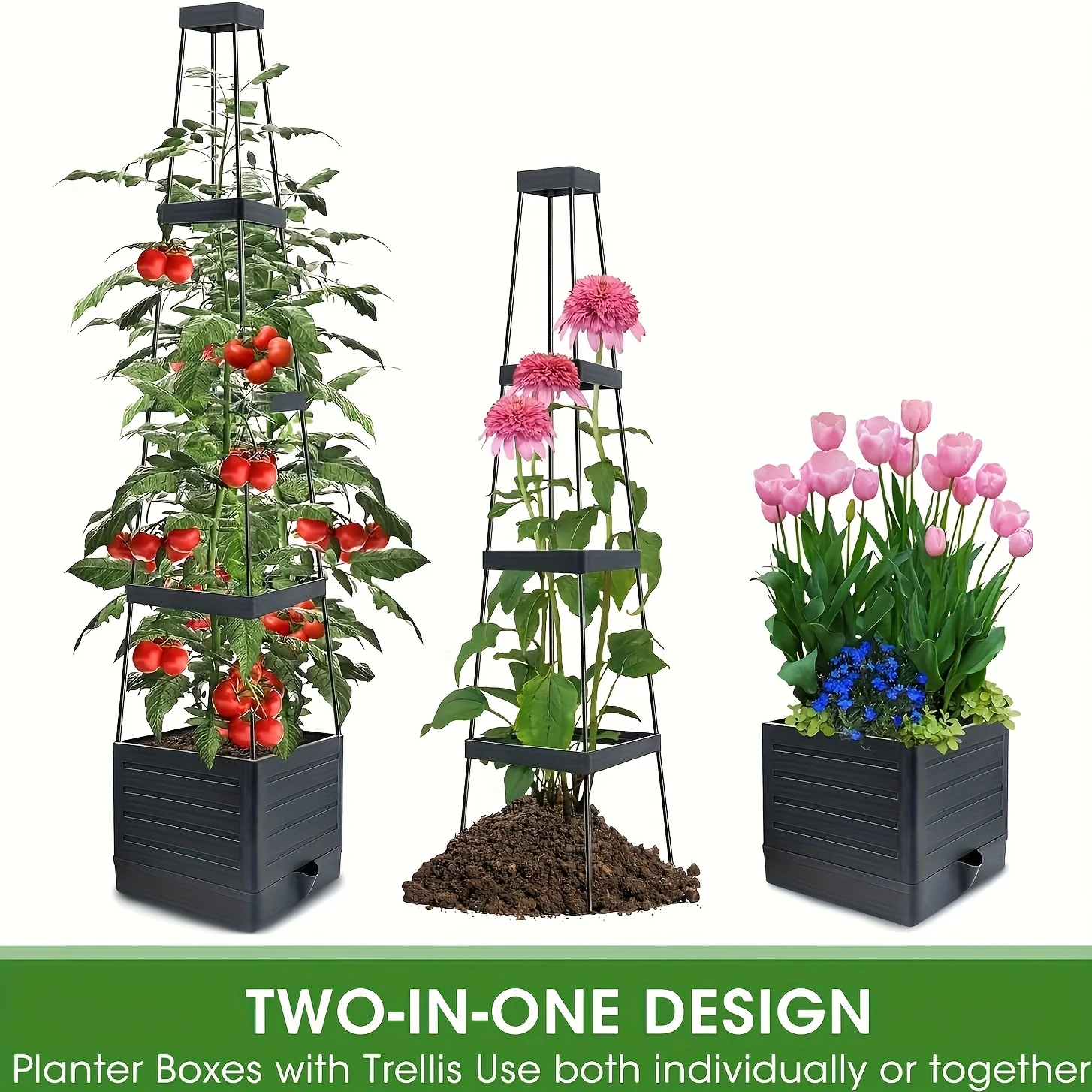 1/2 Piece Tomato Planting Box with Stand, for Growing Vegetables, Self-Watering Planting Box, Integrated Tomato and Plant Gardening Set, Multifunctional Plant Planting Box, Suitable for Climbing Vegetables, Fruits, and Flowers