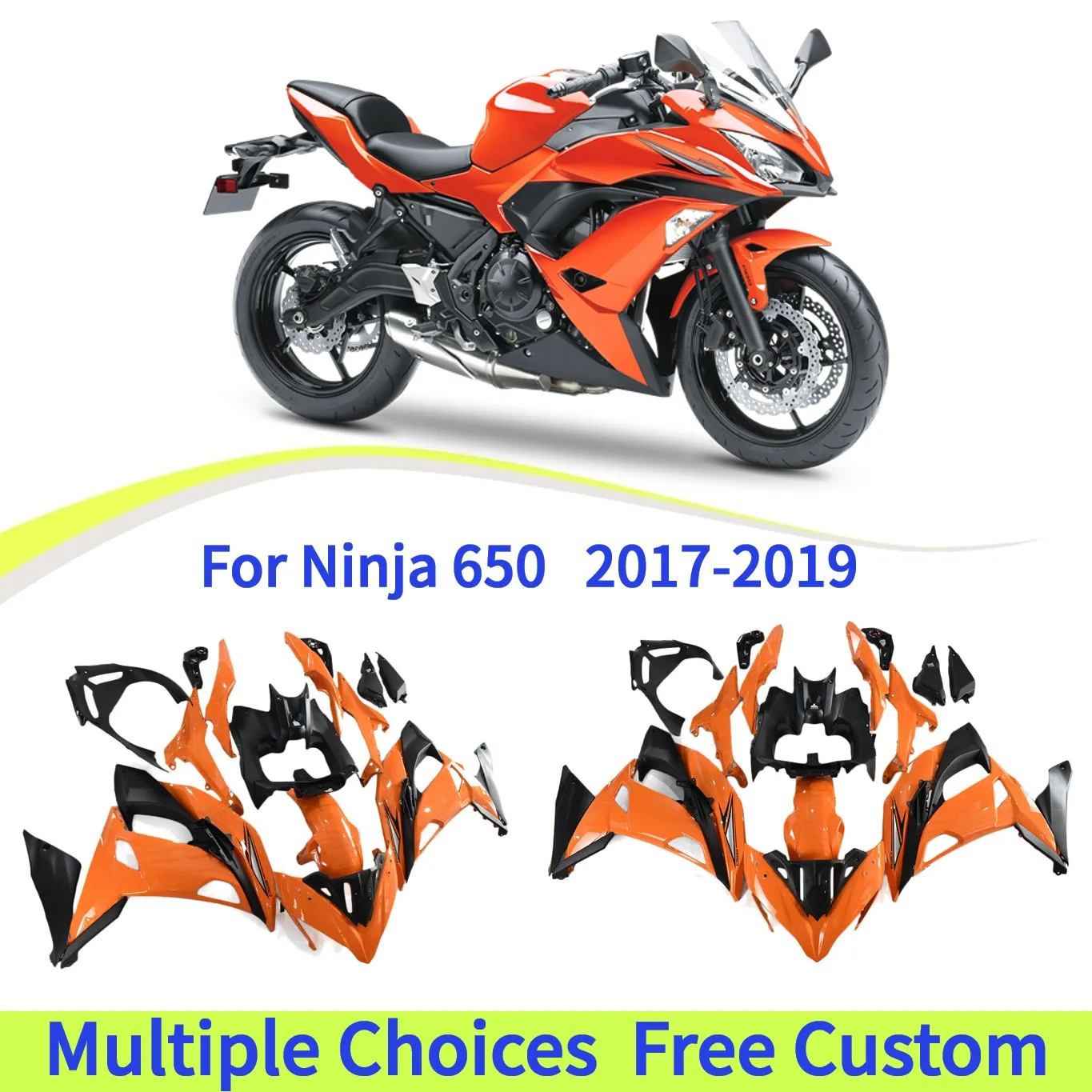 

Ninja 650 17-19 ER-6F Aftermarket Parts Fairing kit For KAWASAKI Ninja650 ER6F 2017 2018 2019 Orange Black Body Hulls